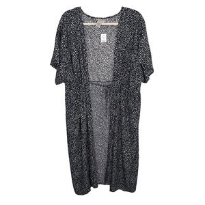 NEW Loft Womens One Size Black White Printed Short Sleeve Midi Wrap Swim Cover